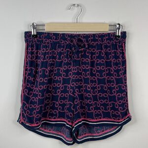 Crown & Ivy Blue Pink Nautical Rope Soft Elastic Waist Shorts Size Small